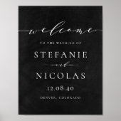 Chalkboard Dainty Script Wedding Willkommenszeiche Poster (Vorne)