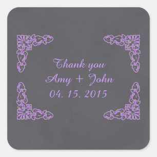Chalkboard Damask favorit Tags Save the Date Deko2 Quadratischer Aufkleber