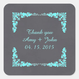 Chalkboard Damask favorit Tags Save the Date Deko3 Quadratischer Aufkleber