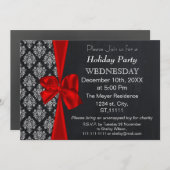 Chalkboard Damast roter Bogen Holiday Party Einlad Einladung (Vorne/Hinten)