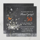 Chalkboard Dandelion 50. Geburtstagsparty Einladung (Vorne/Hinten)