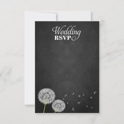Chalkboard Dandelion Vintage Wedding RSVP Cards (Vorderseite)
