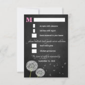 Chalkboard Dandelion Vintage Wedding RSVP Cards (Rückseite)