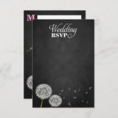 Chalkboard Dandelion Vintage Wedding RSVP Cards (Vorne/Hinten)