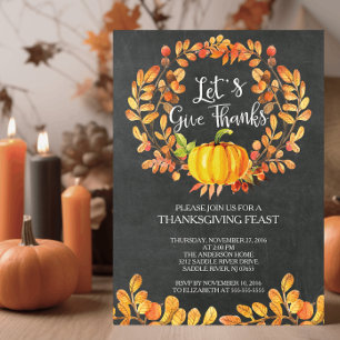 Chalkboard Danke PumpkinThanksgiving Dinner Einladung