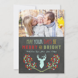 Chalkboard Deer Antlers Blumenweihnachtskarten Feiertagskarte