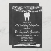 Chalkboard Dentist Geburtstagsparty Einladung (Vorne/Hinten)