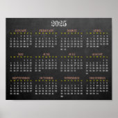 Chalkboard Design 2025 Calendar Poster (Vorne)
