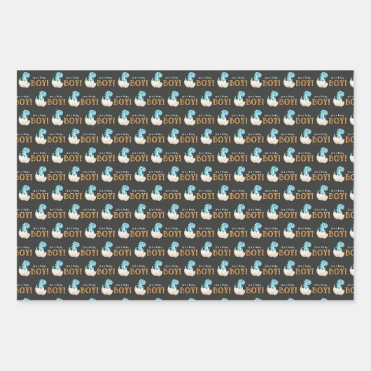 Chalkboard Dinosaur Boy Baby Dusche Geschenkpapier Set (Vorderseite 2)