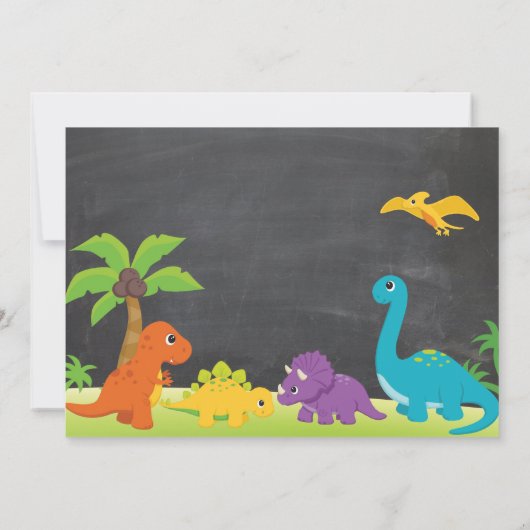Chalkboard Dinosaur Geburtstag Einladung Dino Part (Rückseite)