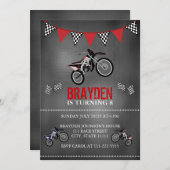 Chalkboard Dirt Bike Einladung Geburtstag (Vorne/Hinten)