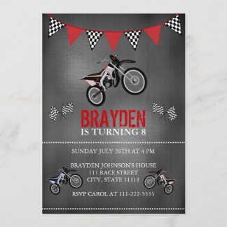 Chalkboard Dirt Bike Einladung Geburtstag