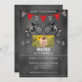 Chalkboard Dirt Bike Foto Geburtstagseinladung Einladung (Vorne/Hinten)