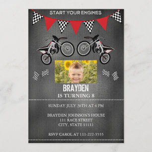 Chalkboard Dirt Bike Foto Geburtstagseinladung Einladung