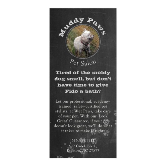 Chalkboard Dog Grooming Services Werbekarte (Vorne)