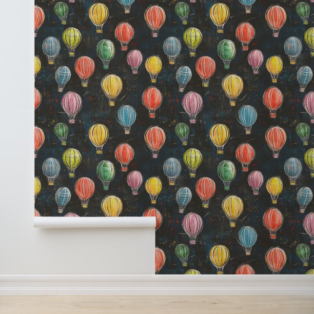 Chalkboard Drawigns Hot Air Ballon Farbmuster Tapete (Anwendung)