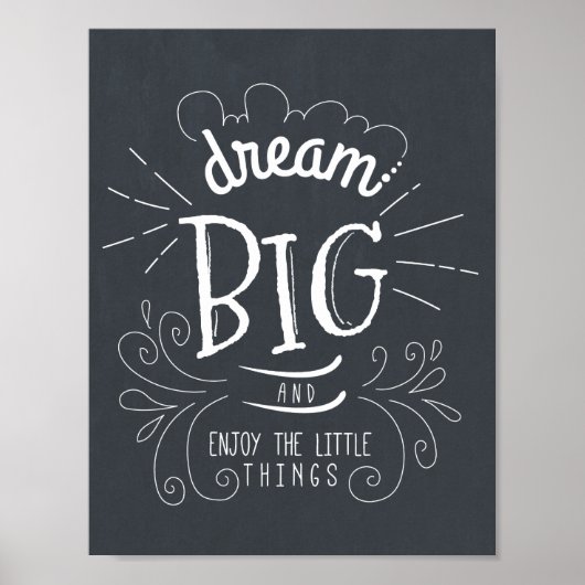 Chalkboard Dream Big Quote Art drucken Poster (Vorne)