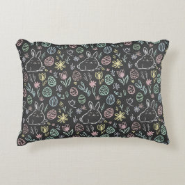 Chalkboard Easter Bunny Doodle Pattern Dekokissen
