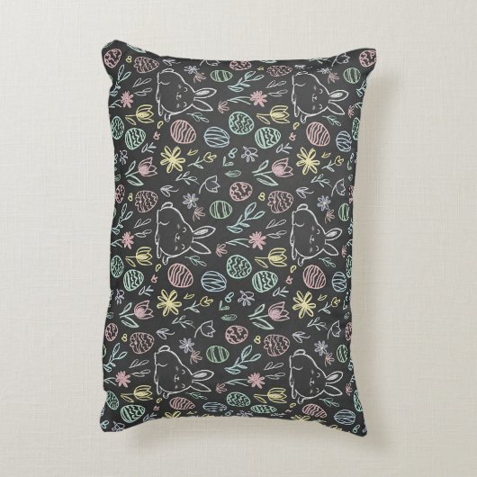 Chalkboard Easter Bunny Doodle Pattern Dekokissen (Rückseite(Vertikal))