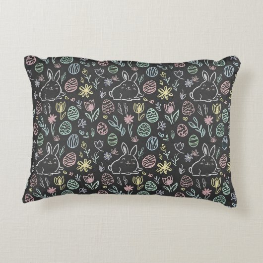 Chalkboard Easter Bunny Doodle Pattern Dekokissen (Rückseite)