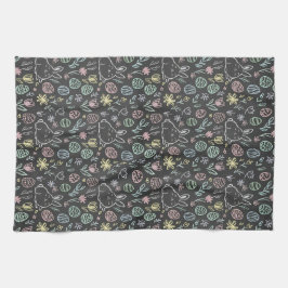 Chalkboard Easter Bunny Doodle Pattern Geschirrtuch