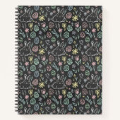 Chalkboard Easter Bunny Doodle Pattern Notizblock (Vorderseite)