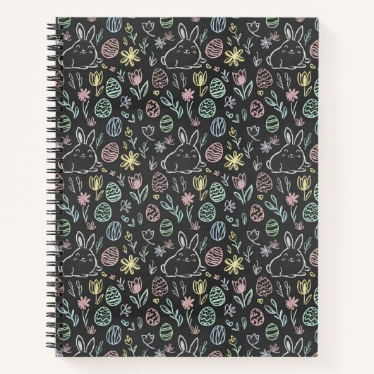 Chalkboard Easter Bunny Doodle Pattern Notizblock (Vorderseite)