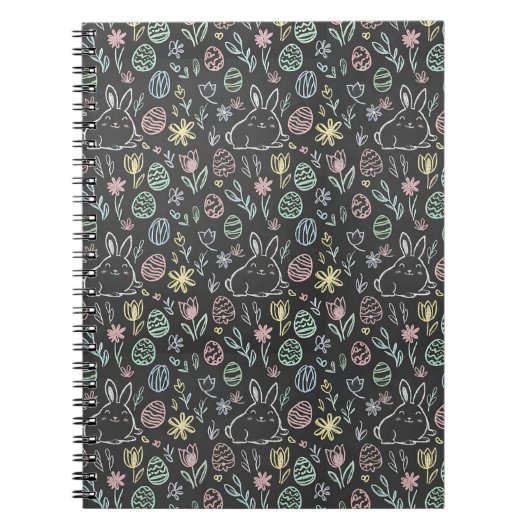 Chalkboard Easter Bunny Doodle Pattern Notizblock (Vorderseite)
