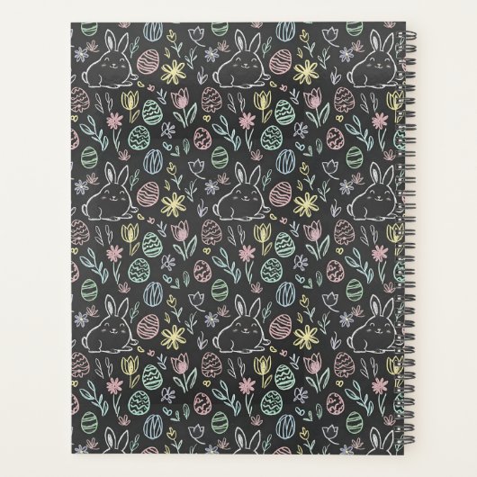 Chalkboard Easter Bunny Doodle Pattern Planer (Rückseite)