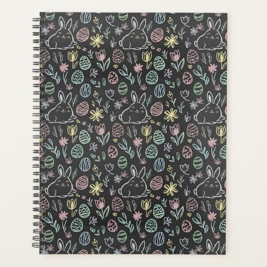 Chalkboard Easter Bunny Doodle Pattern Planer (Vorderseite)