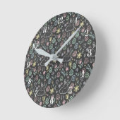 Chalkboard Easter Bunny Doodle Pattern Runde Wanduhr (Winkel)