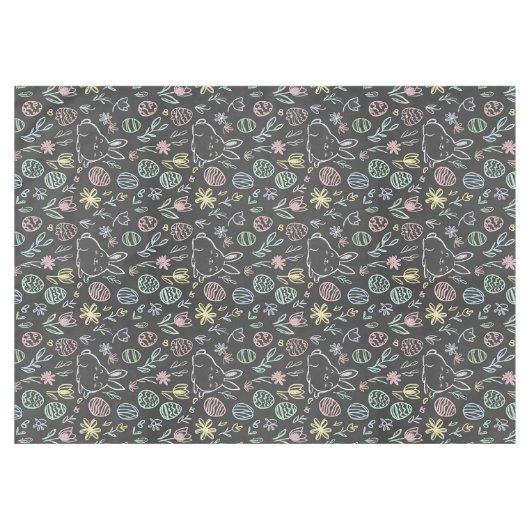 Chalkboard Easter Bunny Doodle Pattern Tischdecke (Vorderseite (Horizontal))