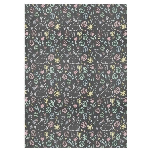 Chalkboard Easter Bunny Doodle Pattern Tischdecke (Vorderseite)