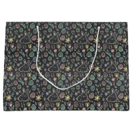 Chalkboard Easter Bunny Doodle Pattern Wrapping  Große Geschenktüte