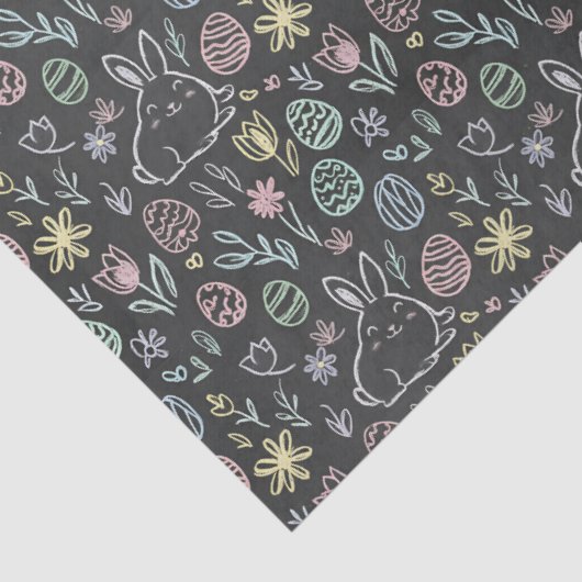 Chalkboard Easter Bunny Doodle Pattern Wrapping  Seidenpapier (Detail)