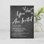 Chalkboard Edison Leuchten Sie sind eingeladen Hoc Einladung (Stehend Vorderseite)