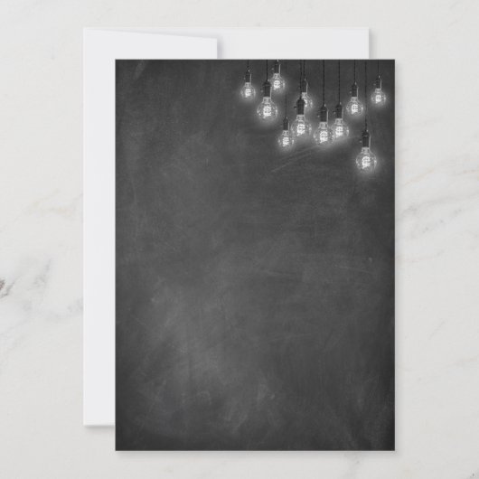 Chalkboard Edison Lights Modern Einladung (Vorderseite)