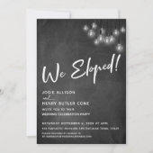 Chalkboard Edison Lights Moderne wir geebnet Einladung (Vorderseite)