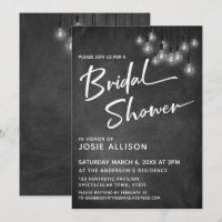 Chalkboard Edison Lights Modernes Brautparty
