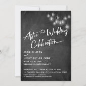 Chalkboard Edison Lights Nach Hochzeiten Einladung (Vorderseite)
