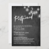 Chalkboard Edison Lights Postponed Wedding Einladung (Vorderseite)