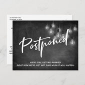 Chalkboard Edison Lights Postponed Wedding Postkarte (Vorne/Hinten)