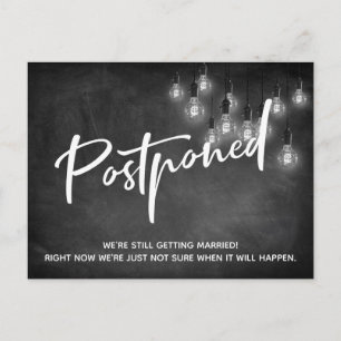 Chalkboard Edison Lights Postponed Wedding Postkarte
