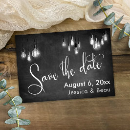 Chalkboard Edison Lights, Save the Date Script