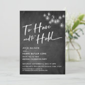 Chalkboard Edison Lights zu haben und zu halten Einladung (Stehend Vorderseite)