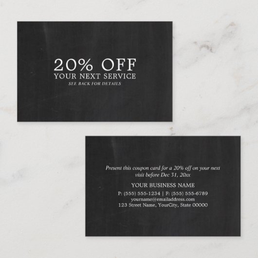 Chalkboard-Effekt - Gutschein zum Rabatt (Vorne/Hinten)