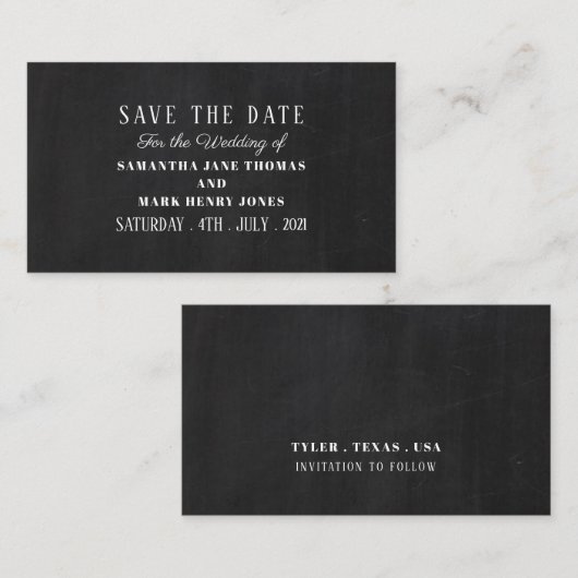 Chalkboard-Effekt, Save the Date Begleitkarte (Vorne/Hinten)
