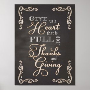 Chalkboard - Ein Herz des Dankes & des Geschenks Poster