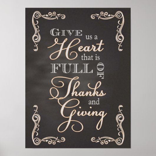 Chalkboard - Ein Herz des Dankes & des Geschenks Poster (Vorne)