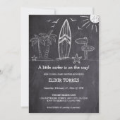 Chalkboard ein kleines Surfer Baby Dusche Einladung (Vorderseite)